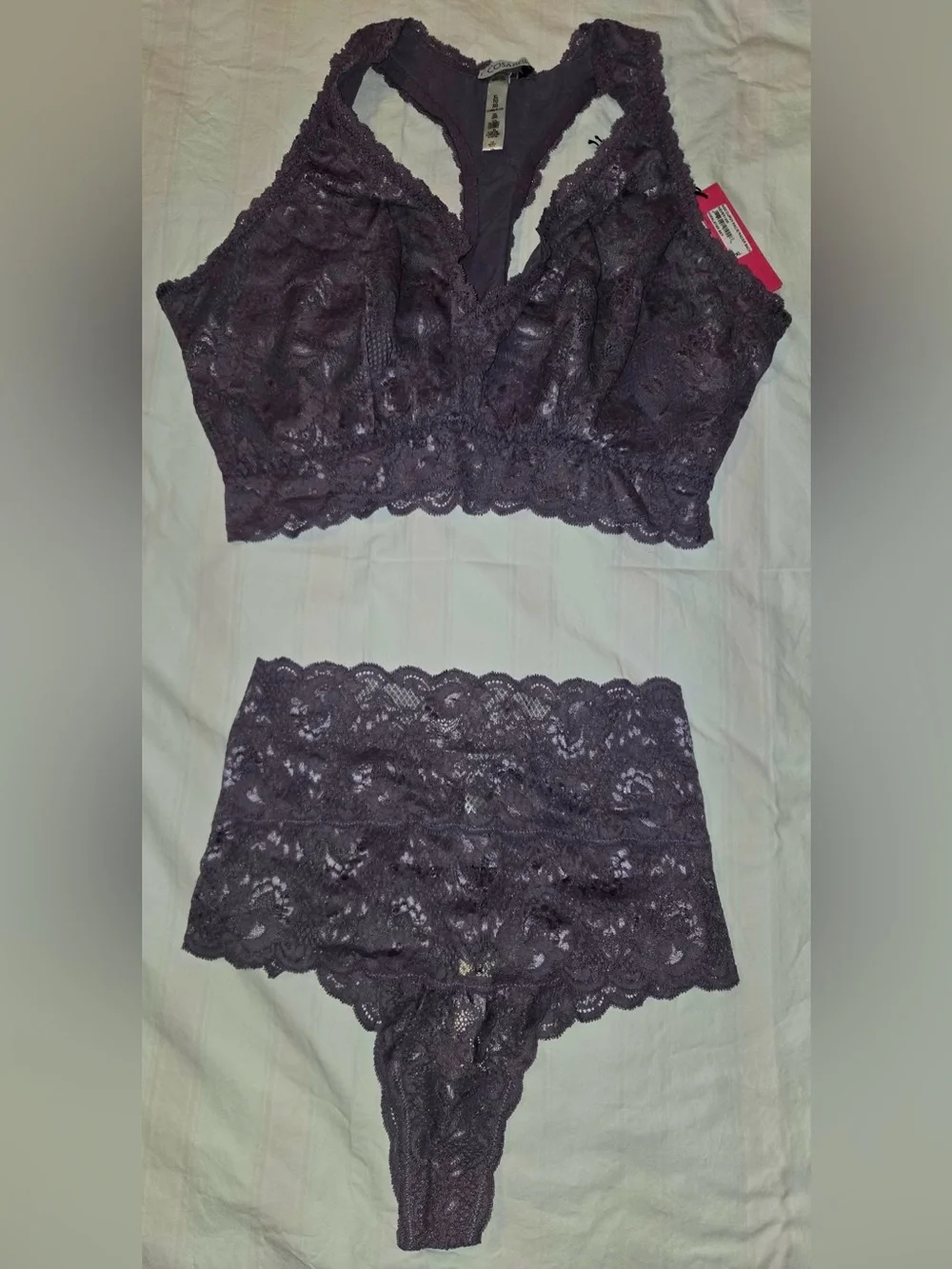 Cosabella NSN Curvy Racie Racerback Bralette & Thong L/XL in Himalayan Sky